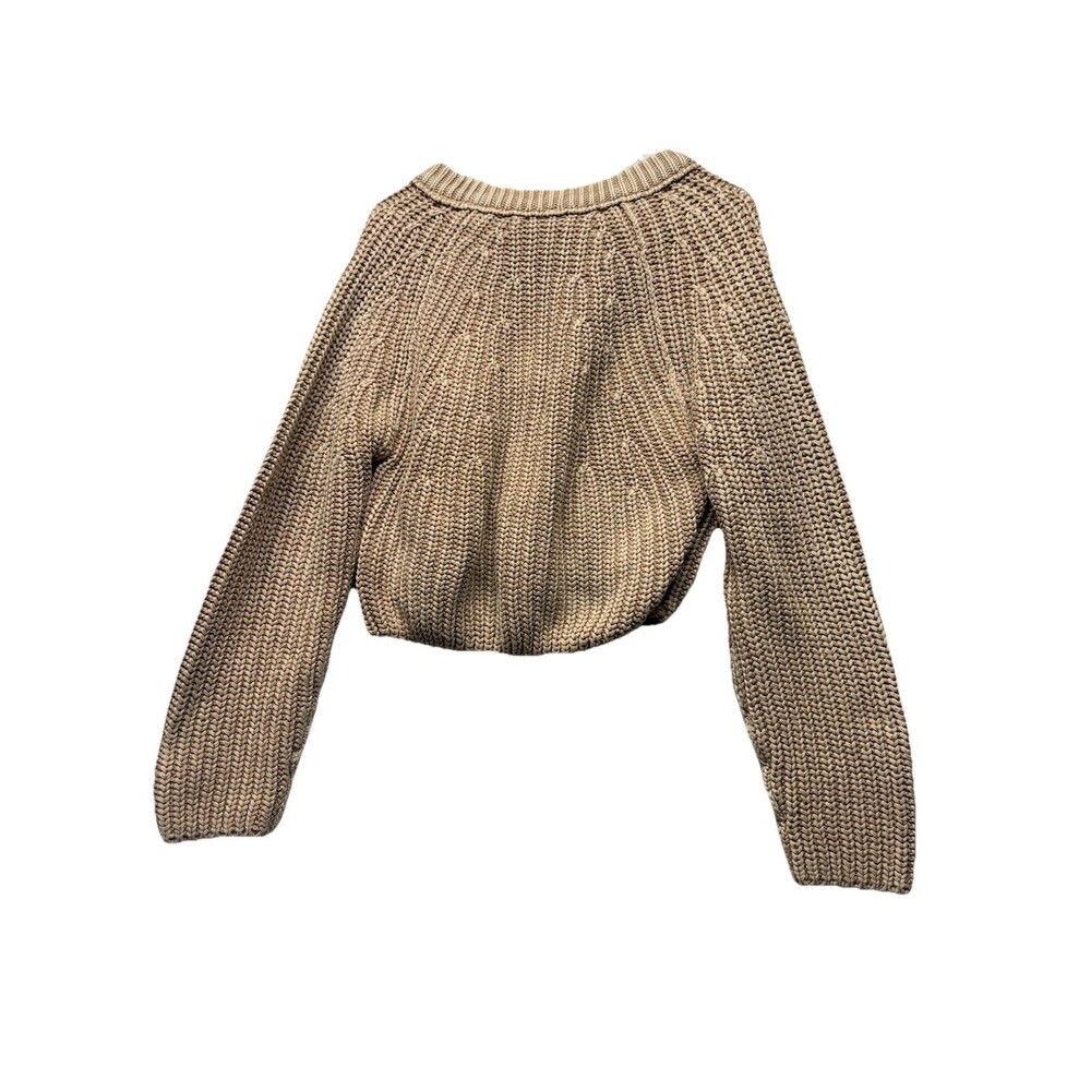 Free People Women's Tan Sweet Nothing Cardi Cardigan Size M Cotton Cropped - Picture 7 of 7